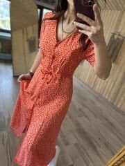 My 3141 Pomegranate flower waist drawstring shirt dress
