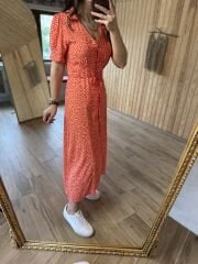 My 3141 Pomegranate flower waist drawstring shirt dress