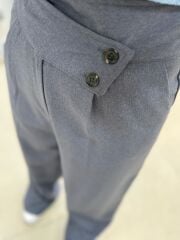 Mc 3016 Çapraz Düğme Detaylı Gri Pantolon