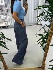 Mc 3016 Çapraz Düğme Detaylı Gri Pantolon