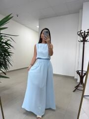 Ms 4000 Pamuk Keten Etekli Bebe Mavi Takım