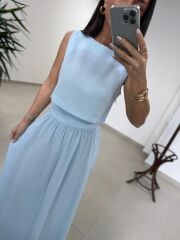 Ms 4000 Pamuk Keten Etekli Bebe Mavi Takım