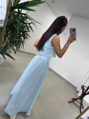 Ms 4000 Pamuk Keten Etekli Bebe Mavi Takım