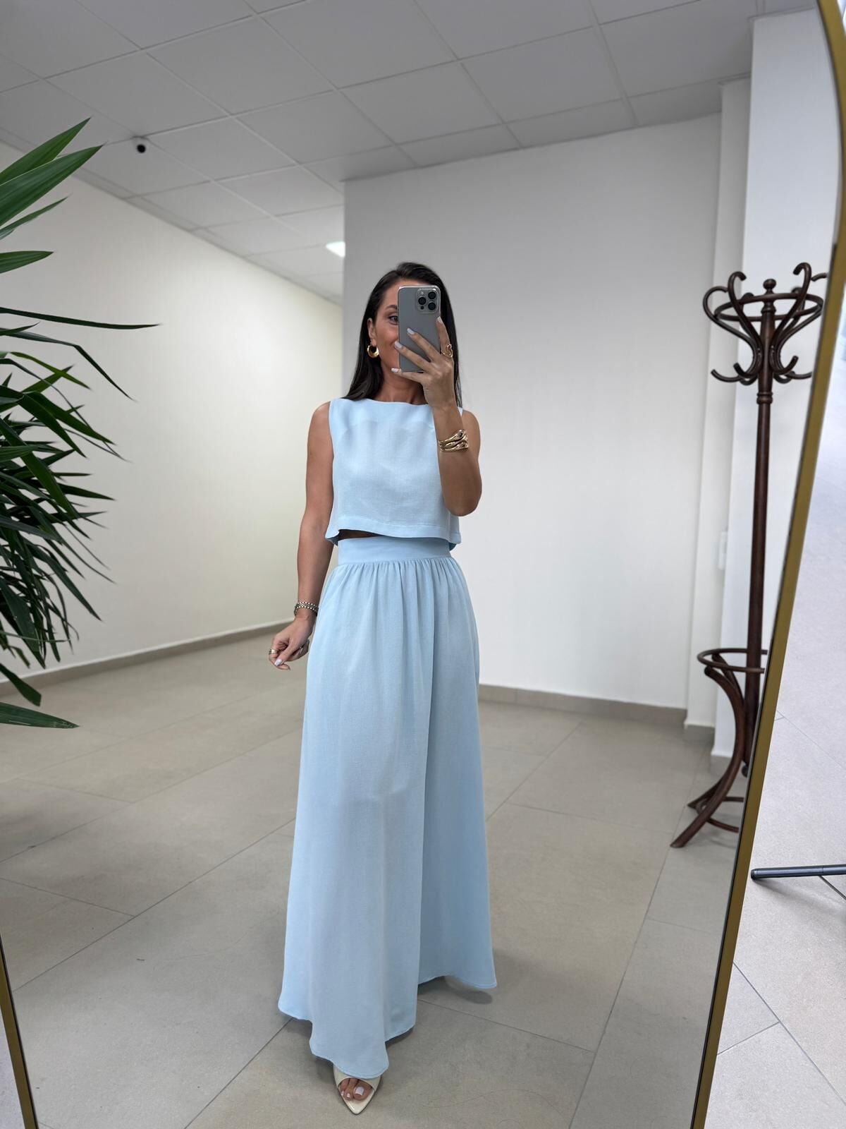 Ms 4000 Pamuk Keten Etekli Bebe Mavi Takım