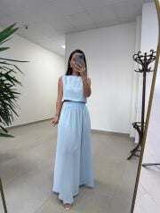 Ms 4000 Pamuk Keten Etekli Bebe Mavi Takım