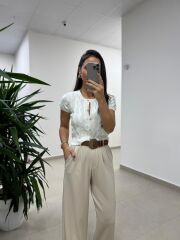 Bb 29821 Modal Dokulu Bej Pantolon