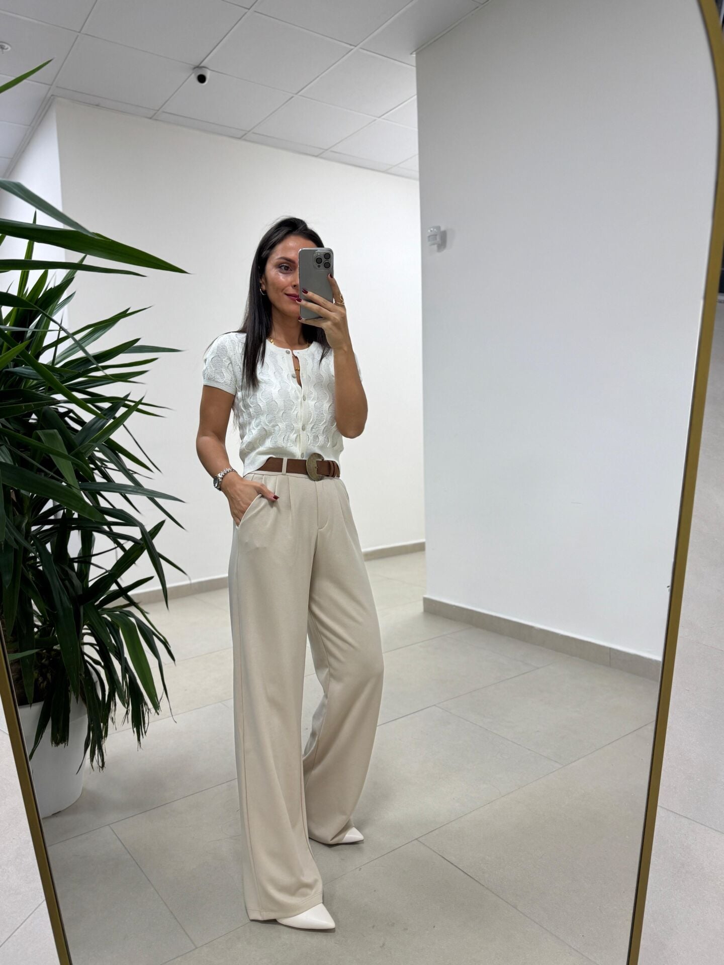 Bb 29821 Modal Dokulu Bej Pantolon