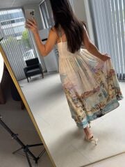 Np 6007 Nervür Detaylı İp Askılı Viskon Elbise