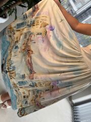 Np 6007 Nervür Detaylı İp Askılı Viskon Elbise