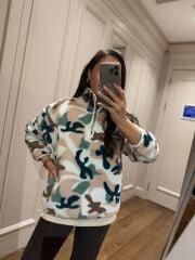 Mz 22684 Çok Renkli Fermuarlı Polar Sweat