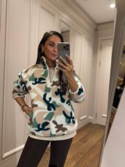 Mz 22684 Çok Renkli Fermuarlı Polar Sweat