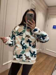 Mz 22684 Çok Renkli Fermuarlı Polar Sweat