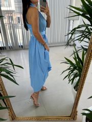 My 3554 Baby Blue Belted Dress