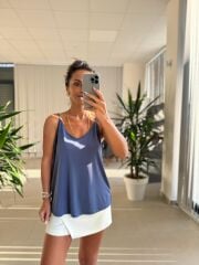 Bb 29551 İndigo Askılı Modal Bluz