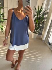 Bb 29551 İndigo Askılı Modal Bluz