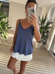 Bb 29551 İndigo Askılı Modal Bluz