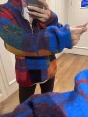 Mz 22733 Dik Yaka Renkli Ekose Polar Sweat