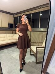 My 3680 Eteği Parça Dikişli Kahve Çan Elbise
