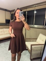 My 3680 Eteği Parça Dikişli Kahve Çan Elbise