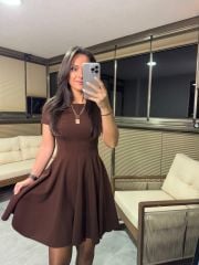 My 3680 Eteği Parça Dikişli Kahve Çan Elbise