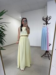 Ms 4000 Pamuk Keten Etekli Sarı Takım