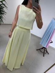 Ms 4000 Pamuk Keten Etekli Sarı Takım