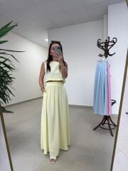 Ms 4000 Pamuk Keten Etekli Sarı Takım