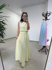 Ms 4000 Pamuk Keten Etekli Sarı Takım