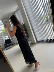 Bb 30066 Siyah V Yaka Fırfır Detaylı Dantel Elbise