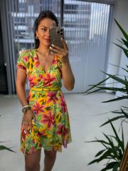 Mc 5873 Sarı Orkide Şifon Elbise