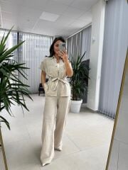 Fw 7207 Gold Düğmeli Keten Taş Takım