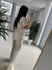 Fw 7207 Gold Düğmeli Keten Taş Takım