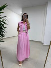 Art 4012 İthal Kumaş Pembe Etekli Takım
