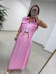 Art 4012 İthal Kumaş Pembe Etekli Takım