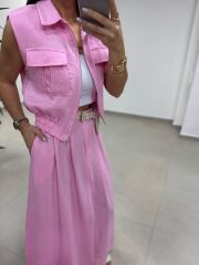 Art 4012 İthal Kumaş Pembe Etekli Takım