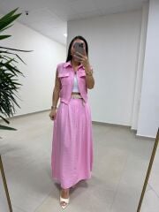 Art 4012 İthal Kumaş Pembe Etekli Takım