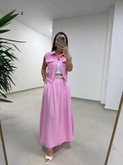 Art 4012 İthal Kumaş Pembe Etekli Takım