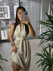 My 3554 Vizon Kemerli Elbise