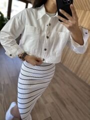 Zr model gabardin beyaz ceket