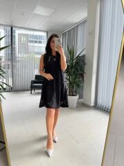Bb 29983 Siyah Kolsuz Fisto Detaylı Elbise