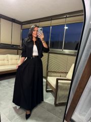 Mk 17892 Siyah Maksiboy Etek Ceket Takım