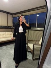 Mk Siyah Maksiboy Etek Ceket Takım