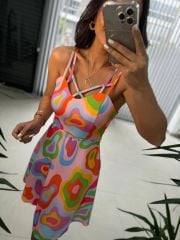 Mc 5883 Askılı Pembe Renkli Elbise