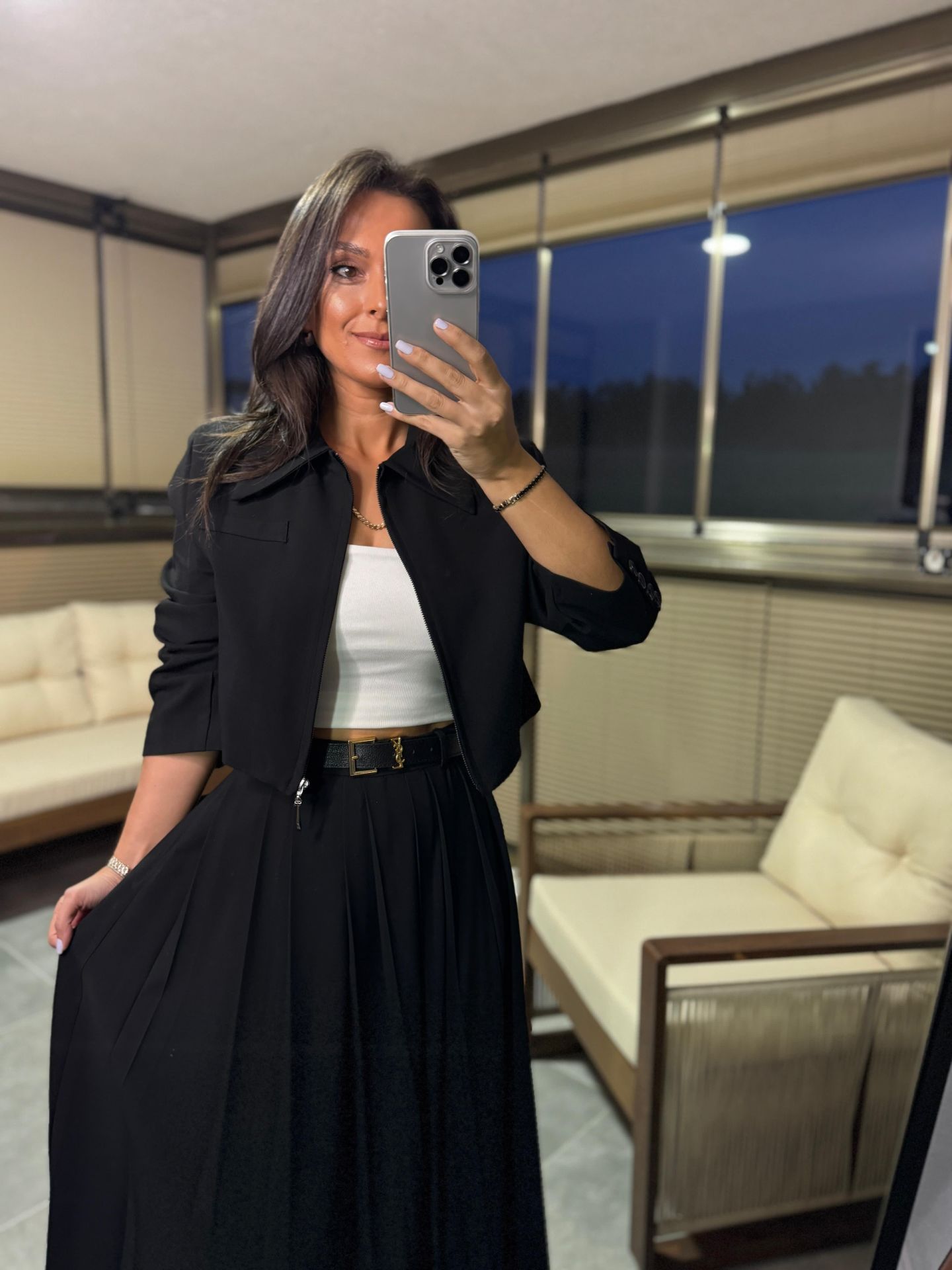 Mk 17892 Siyah Maksiboy Etek Ceket Takım