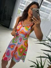 Mc 5883 Askılı Pembe Renkli Elbise