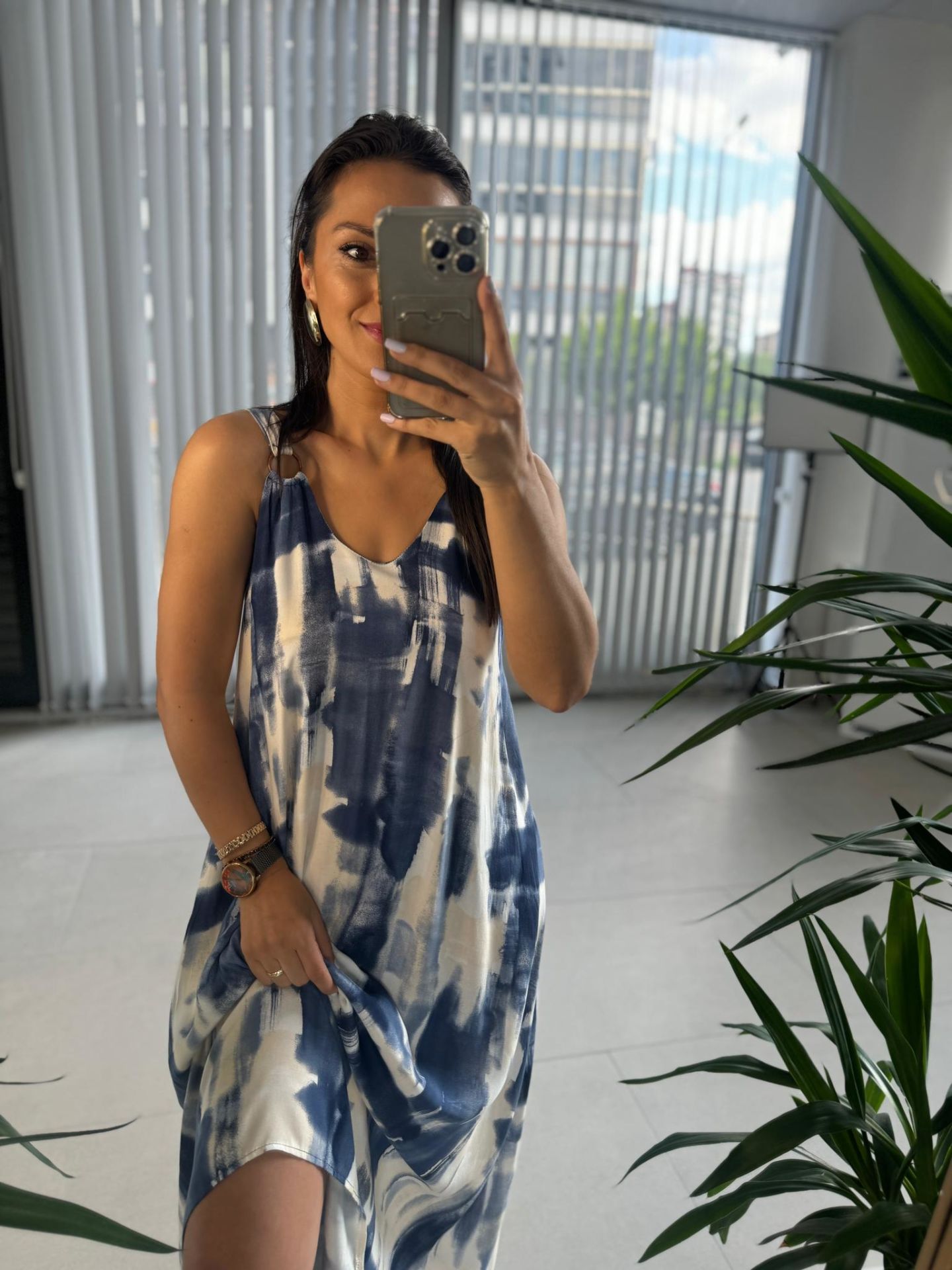 My 3531 Ring Strap Indigo Viscose Dress