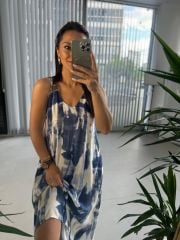 My 3531 Ring Strap Indigo Viscose Dress