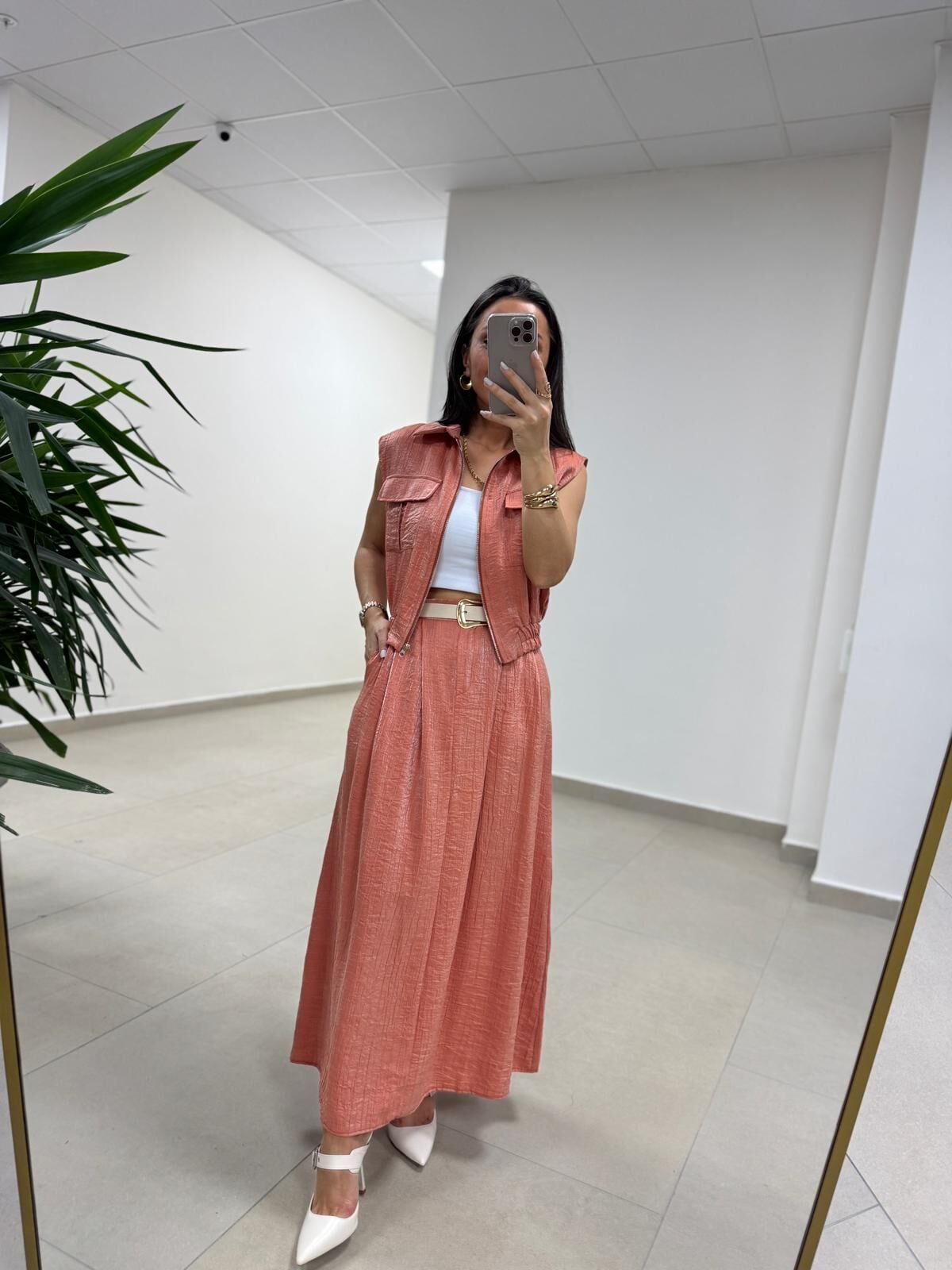 Art 4012 İthal Kumaş Kiremit Etekli Takım