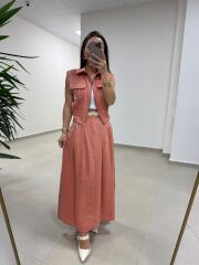 Art 4012 İthal Kumaş Kiremit Etekli Takım