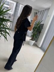 Fw 7207 Gold Düğmeli Keten Siyah Takım